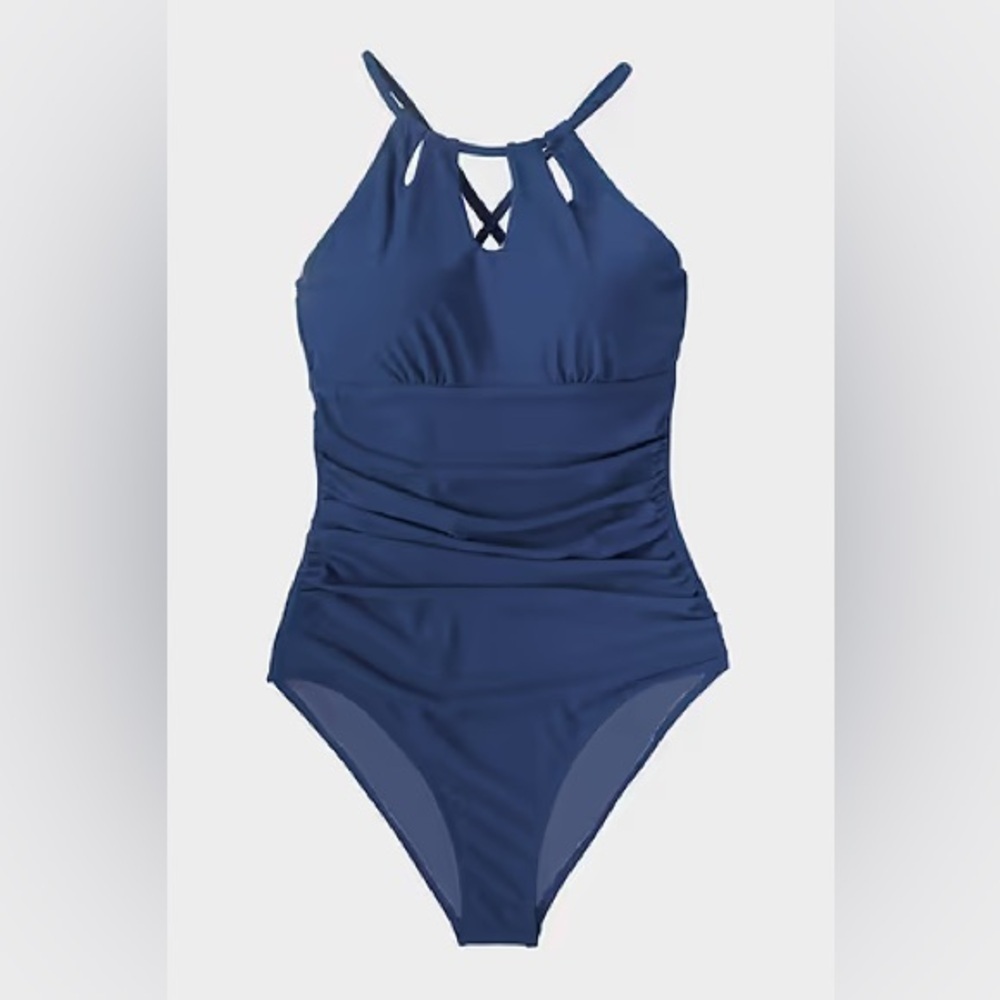Women's One Piece Swimsuit High‎ Neck Tummy Control Swimwear Bathing Suit NWT